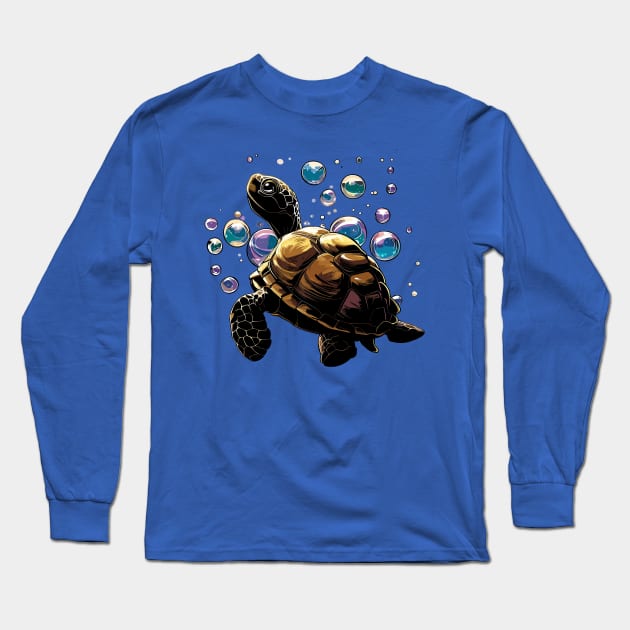 Sea turtle, eat my bubbles Long Sleeve T-Shirt by TomFrontierArt